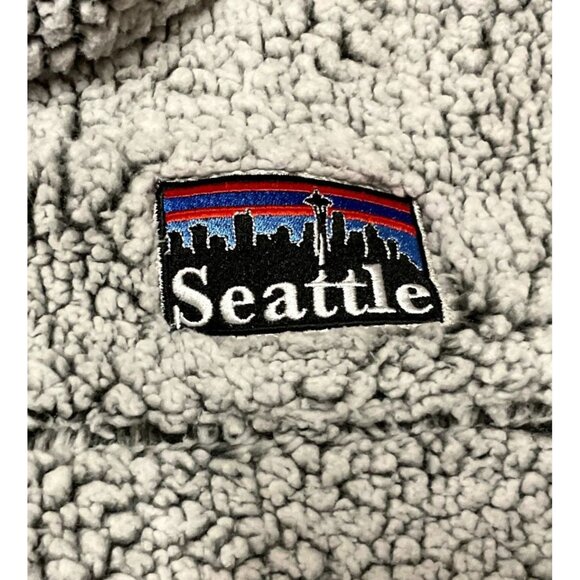 GRAY SHERPA PULLOVER JACKET SIZE S FLEECE 1/4 ZIP MOCK NECK WINTER SEATTLE WOMEN - Picture 3 of 6